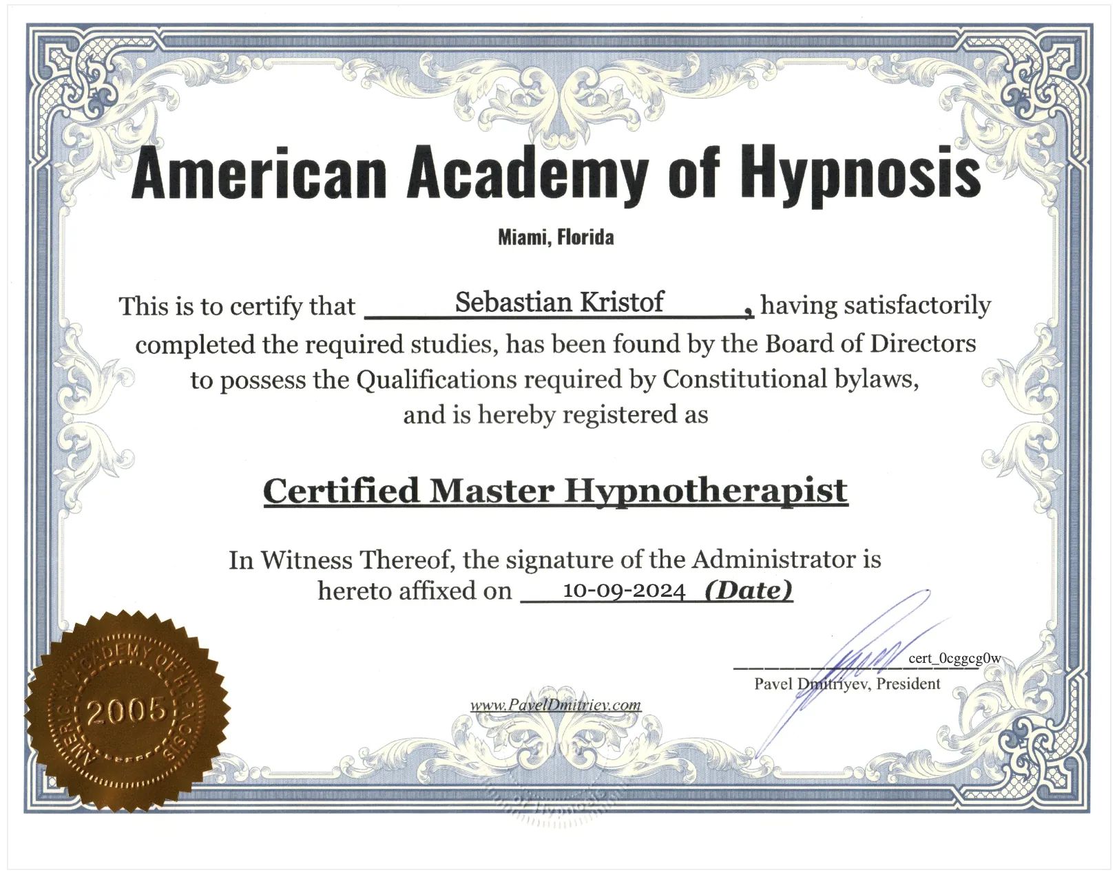 Clinical Hypnotherapy Certificate